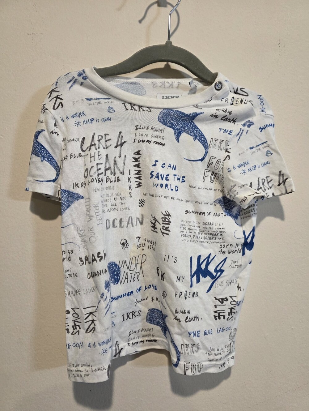 IKKS White & Blue Graphic Kids Top Size 3